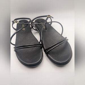 DREAM PAIRS women's Round Toe Dressy Flat Sandals black strappy size 8 New